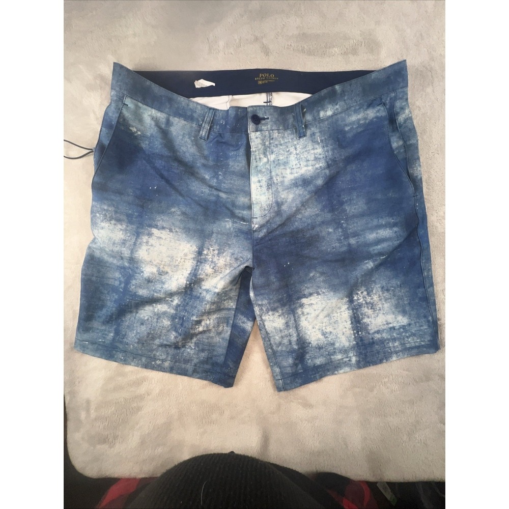 Polo Ralph Lauren Performance Board Swim Shorts Abstract Blue Stretch 9 in 38